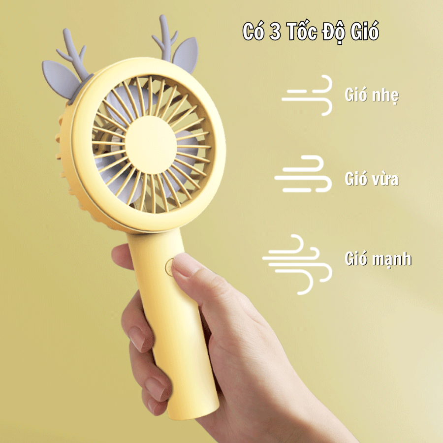 Quạt cầm tay mini, quạt để bàn phát sáng sạc USB Naturehome