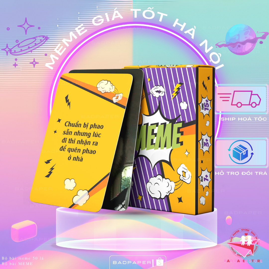 Bộ bài Meme 50 lá chơi vui quên lối về, boardgame meme hài hước chơi nhóm cùng bạn bè