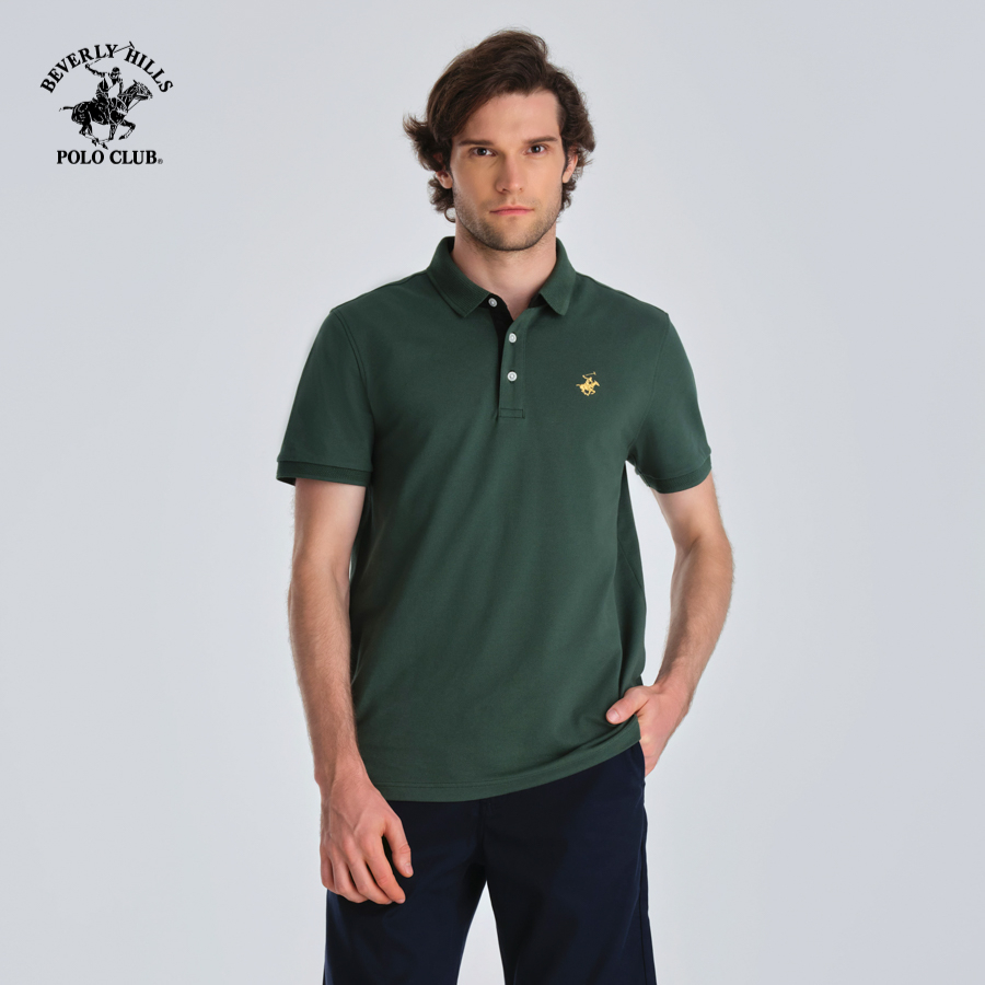 Beverly Hills Polo Club - Áo polo Ngắn tay Nam Regular Fit MG MOSS GREEN- BHPC PMRSS23TL059