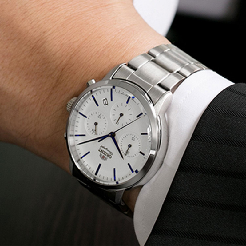 Đồng hồ nam Orient Watch Sport RA-KV030 thể thao Chronograph mặt kính cường lực chống xước dây thép đeo tay chính hãng