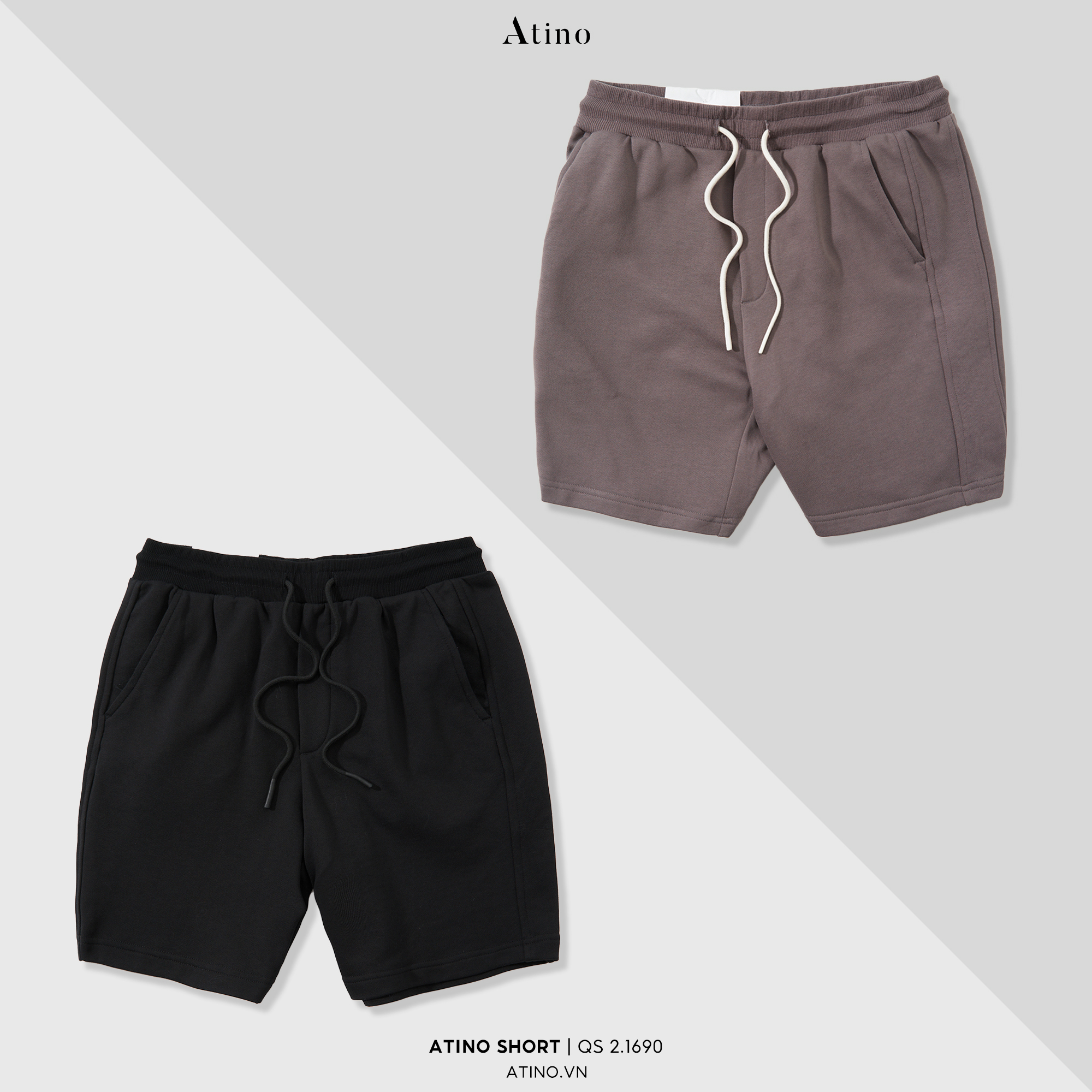 Quần Short Nam ATINO Chất Liệu Vải Thun Cotton Dày Dặn Thoáng Mát Chống Nhăn Form Regular QS2.1690