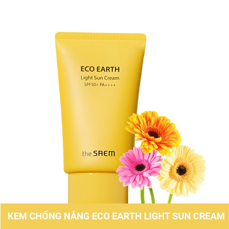 [xả kho] Kem Chống Nắng Ngăn Ngừa Tia UVA và UVB Sắc Trắng The Saem Eco Earth Light Sun Cream 50g