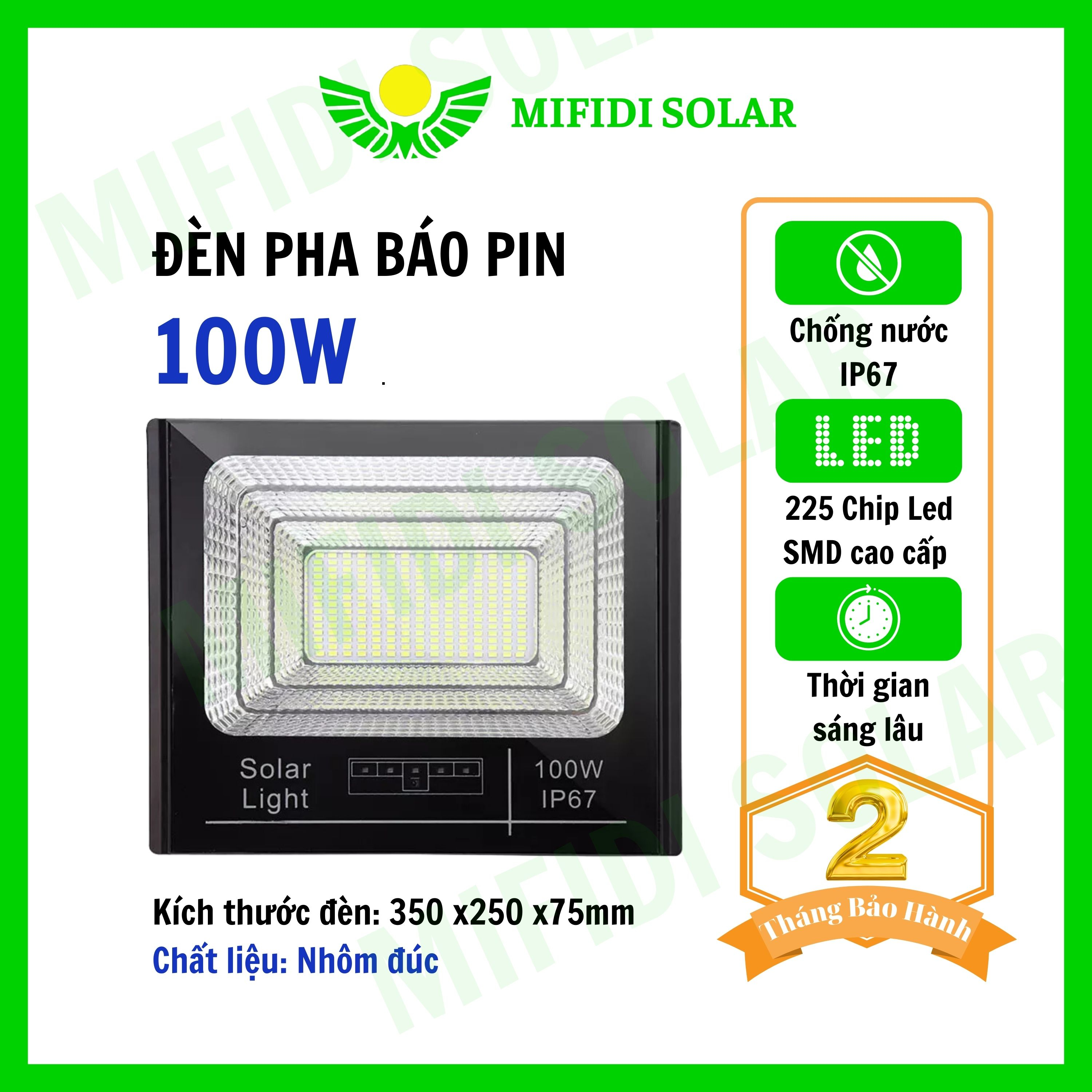 Đèn Năng Lượng Mặt Trời 100W Solar Light 256 LED 5730 Siêu Sáng, Pin Khủng 24.000mah, Tấm Pin Lớn 530*350*17, BH 2 năm