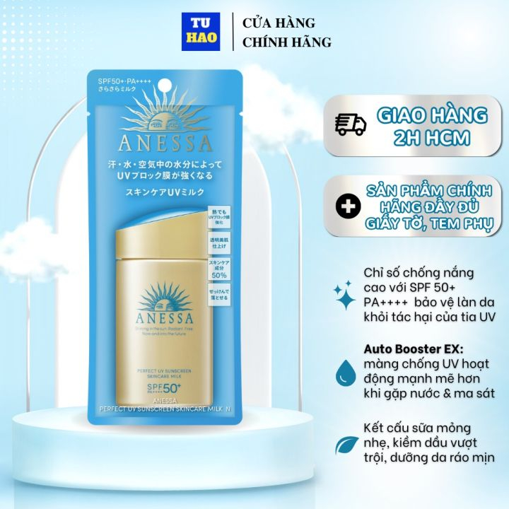 Kem chống nắng Anessa Perfect UV Sunscreen Skincare Milk 60ml nhật bản mẫu mới