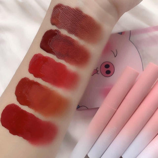 Sét 5 son kem lì hình heo hồng leaduu pink pig