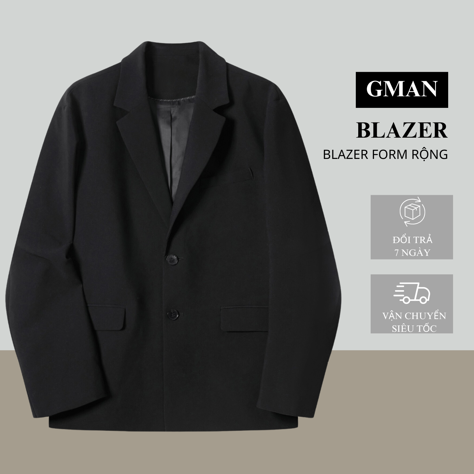 Áo khoác blazer form rộng dài tay Unisex basic kiểu dáng Hàn Quốc