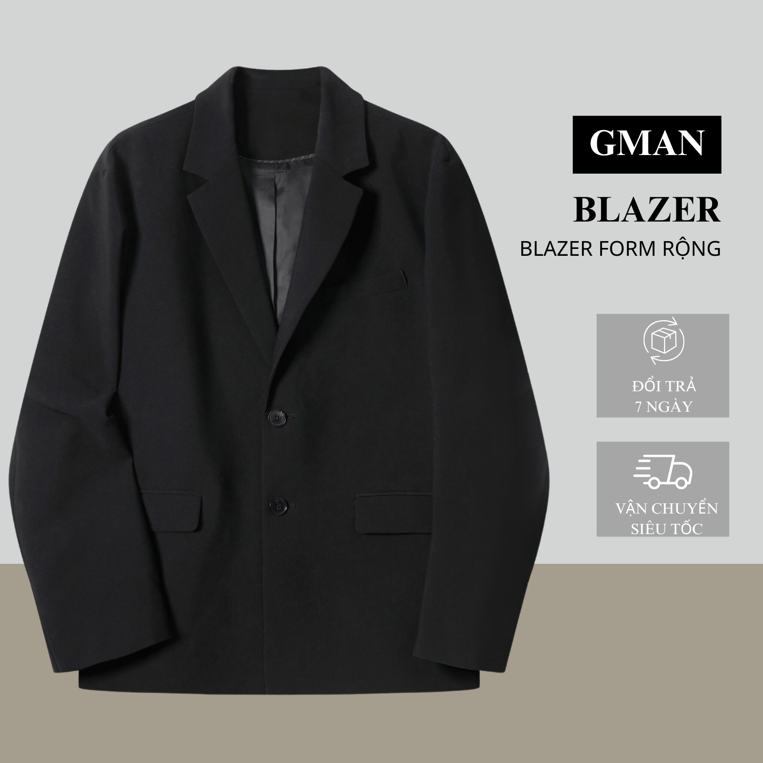 Áo khoác blazer form rộng dài tay Unisex basic kiểu dáng Hàn Quốc | BigBuy360 - bigbuy360.vn