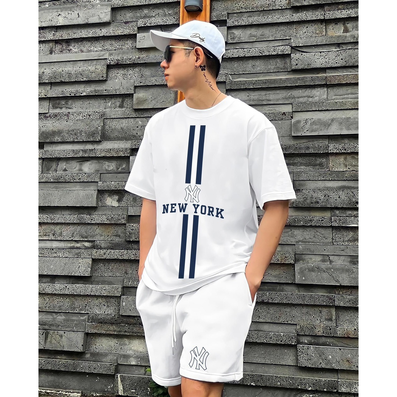 Bộ Thể Thao Nam Nữ Hè NEW YORK Tay Lỡ Trẻ Trung Nặng Động, Cotton Khô Mềm Mịn Thấm Hút Mồ Hôi Cực Tốt | BigBuy360 - bigbuy360.vn