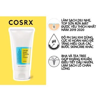 Sữa rửa mặt dạng gel COSRX 50ml chiết xuất trà xanh độ pH thấp cho buổi sáng