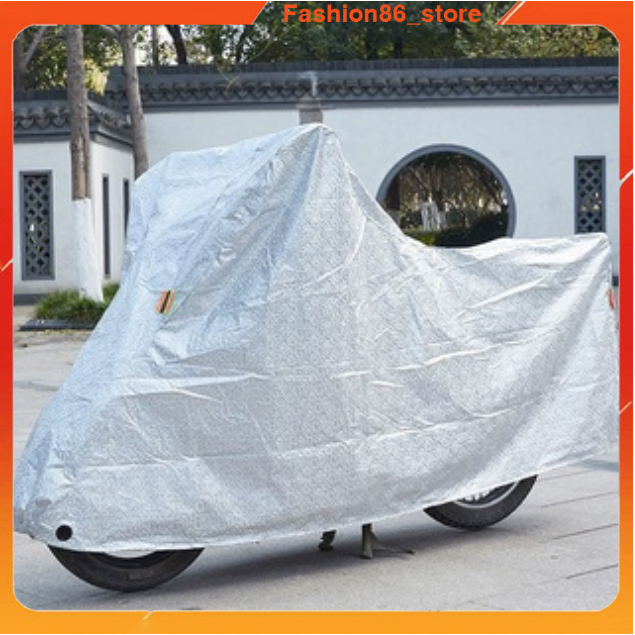Bạt trùm che phủ xe máy chống nắng nóng mưa gió bụi bẩn loại dày chống thấm nước, kích thước to che được xe sh fashion86