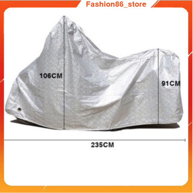 Bạt trùm che phủ xe máy chống nắng nóng mưa gió bụi bẩn loại dày chống thấm nước, kích thước to che được xe sh fashion86
