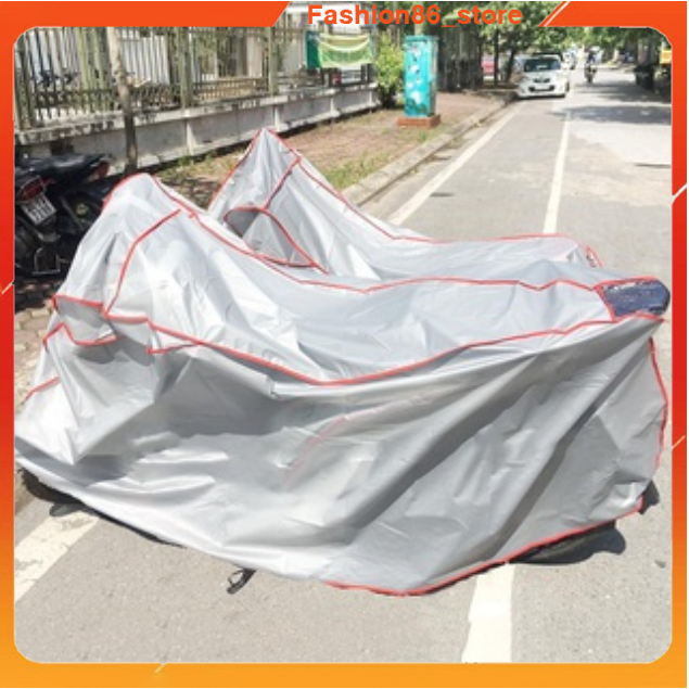 Bạt trùm che phủ xe máy chống nắng nóng mưa gió bụi bẩn loại dày chống thấm nước, kích thước to che được xe sh fashion86