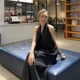 D27-Đầm Kate Luạ Cổ Yếm-Freesize
