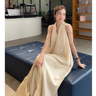 D27-Đầm Kate Luạ Cổ Yếm-Freesize