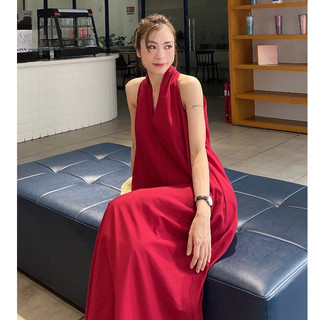 D27-Đầm Kate Luạ Cổ Yếm-Freesize