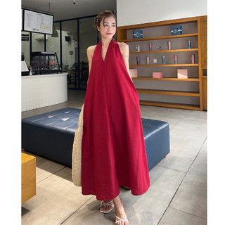 D27-Đầm Kate Luạ Cổ Yếm-Freesize