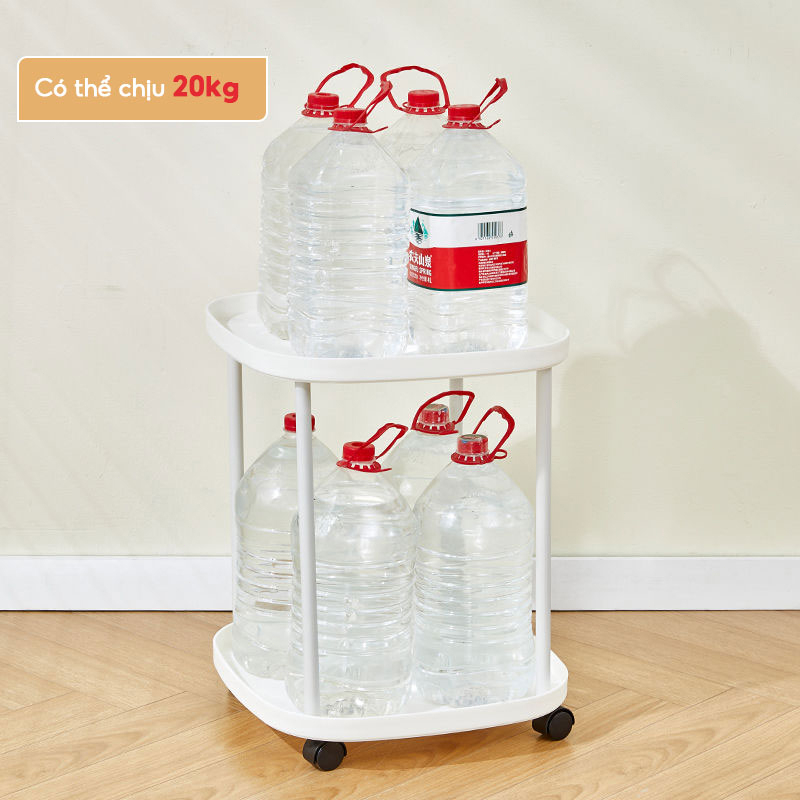 Bàn trà mặt tròn,Kệ trang trí - Kệ đầu giường đầu giường đa năng bánh xe 2-3 tầng trang trí phòng khách, phòng ngủ