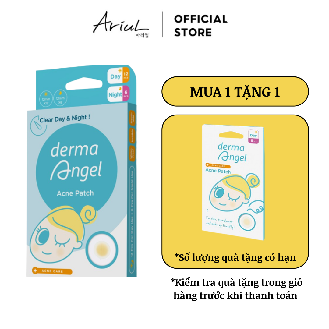Miếng dán mụn DERMA ANGEL dùng cho cả ngày (12 miếng ngày + 6 miếng đêm)