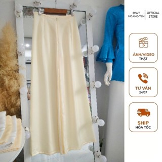 Quần áo dài màu vàng kem be chất lụa satin ống 35cm dài 105cm