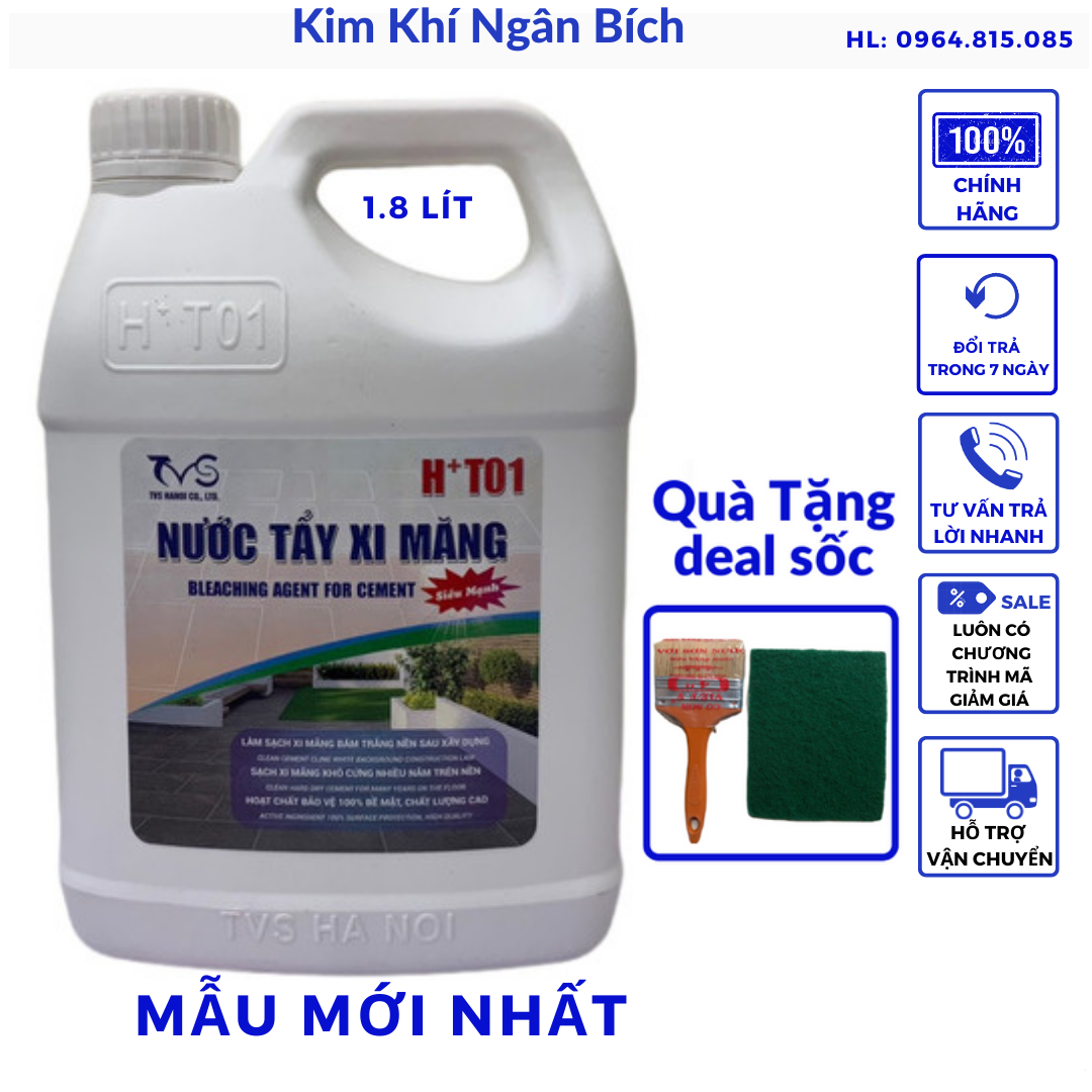 Chất tẩy xi măng hóa chất tẩy xi măng HT01 can 1.8 lit, tẩy ron gạch loại tốt nhất hàng việt nam chất lượng cao