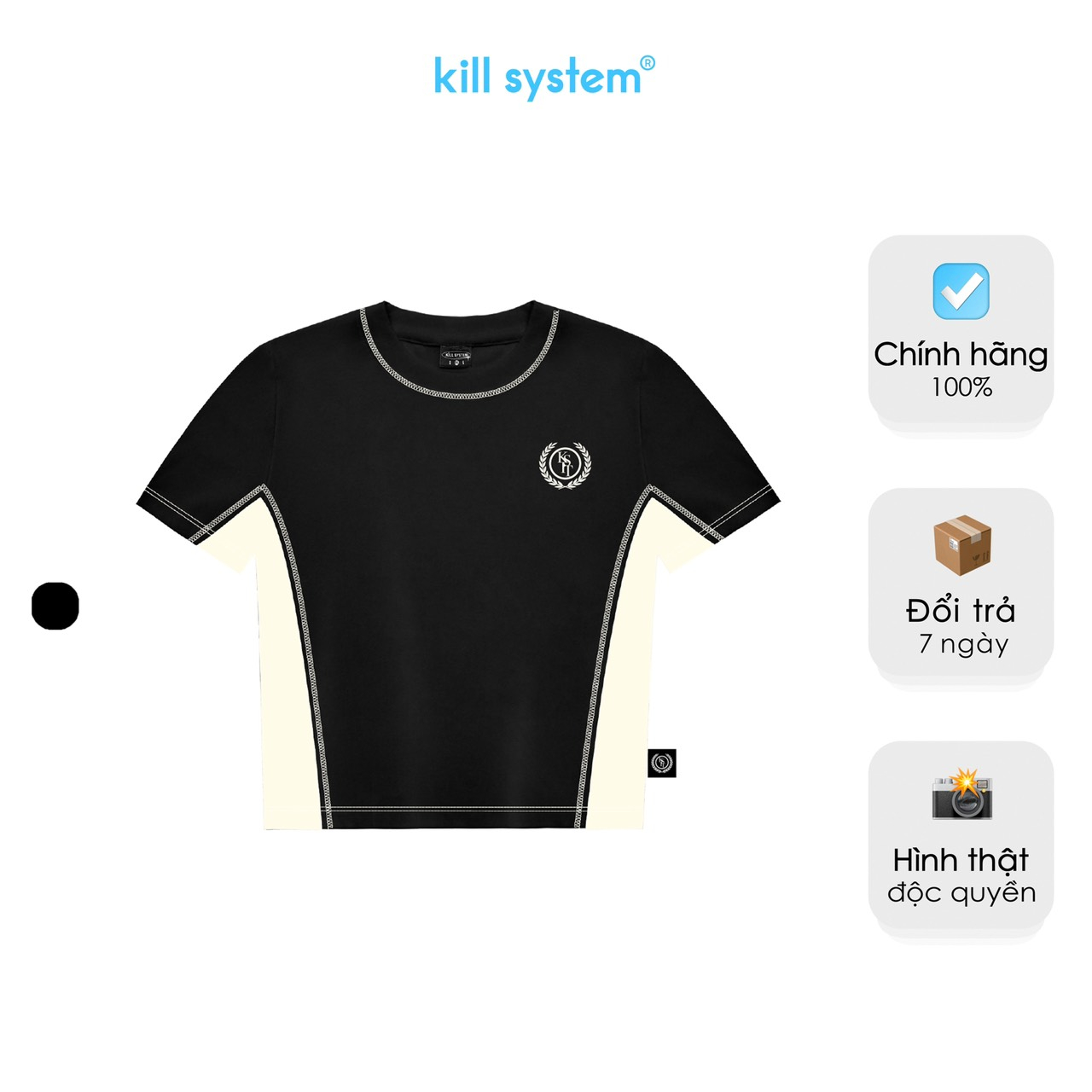 Áo thun Killsystem baby tee Halyyn màu đen phối kem