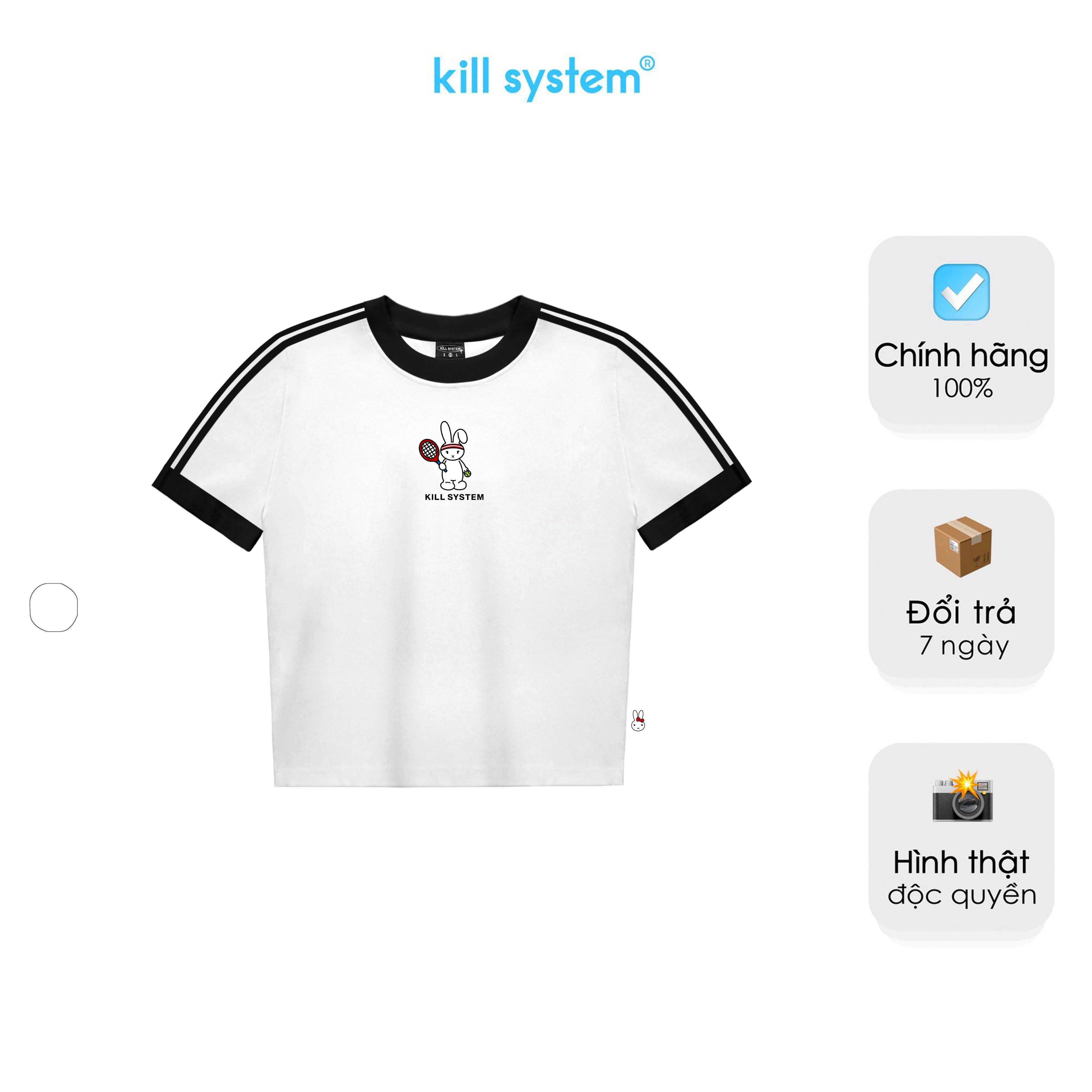 Áo thun baby tee Kill System Minji màu trắng chất thun co giãn