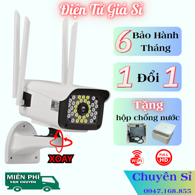 Camera Yoosee Ngoài Trời 2 Mắt PTZ 36Led,Quan Sát Rộng, Xoay 360 Độ, Ban Đêm Có Màu-Camera Ngoài Trời Yoosee 4 Râu 48Led