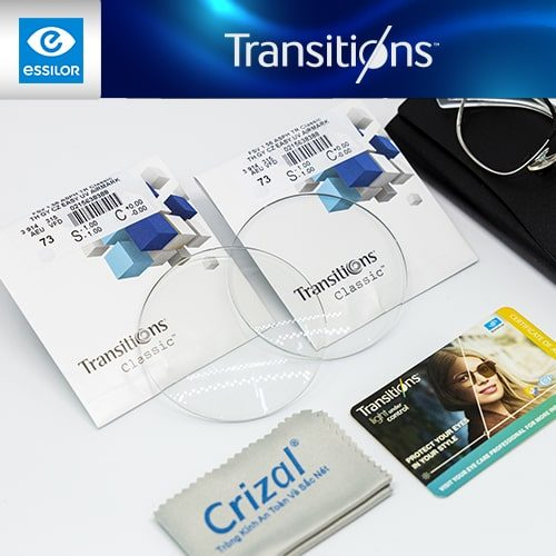 Tròng kính đổi màu Pháp Essilor Transitions Classic 1.56 - (Khói/trà)