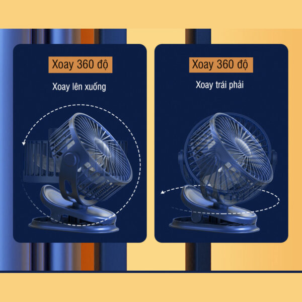 Quạt mini kẹp bàn xoay 360 độ 4000AH