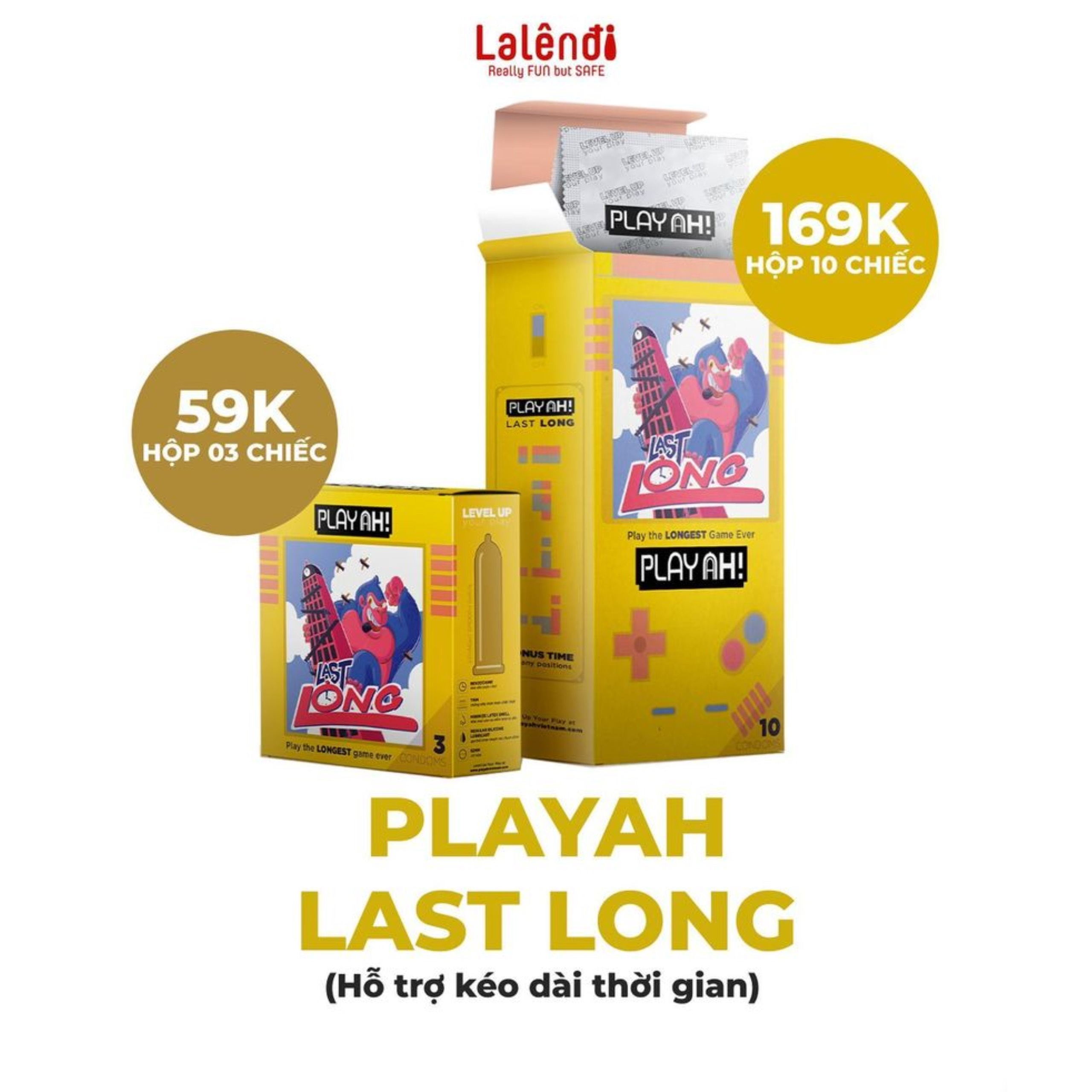Bao Cao Su PLAYAH Last Long Kéo Dài Thời Gian Size 52mm Hộp 3C, Hộp 10C Laledi Store