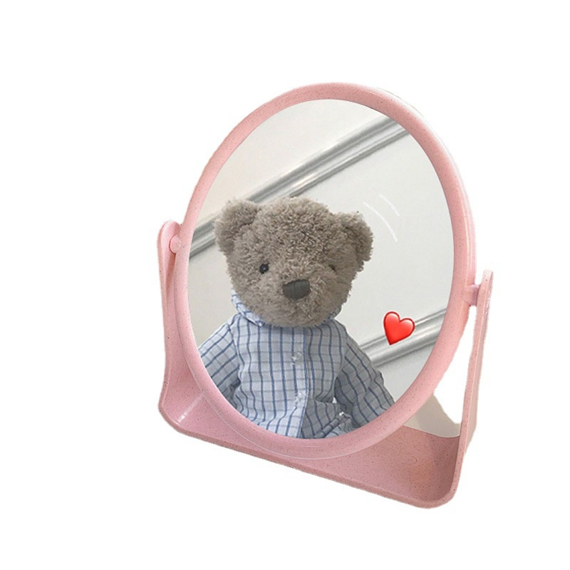 Gương trang điểm lúa mạch xoay 360 độ để bàn, gương soi di động mini hai mặt