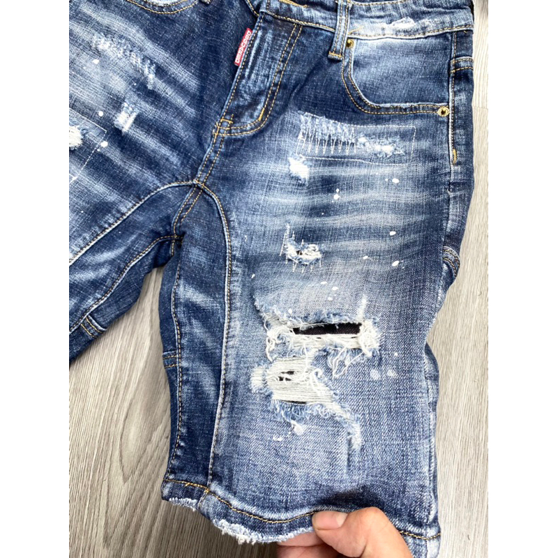 🔥 𝐒𝐈𝐄̂𝐔 𝐇𝐎𝐓 🔥 Quần Jeasn Nam - Quần short bò dsq icon xanh tag xích logo thêu túi mông new