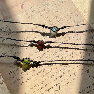 Vòng cổ/Choker đá thô Peridot, Garnet, Aquamarine