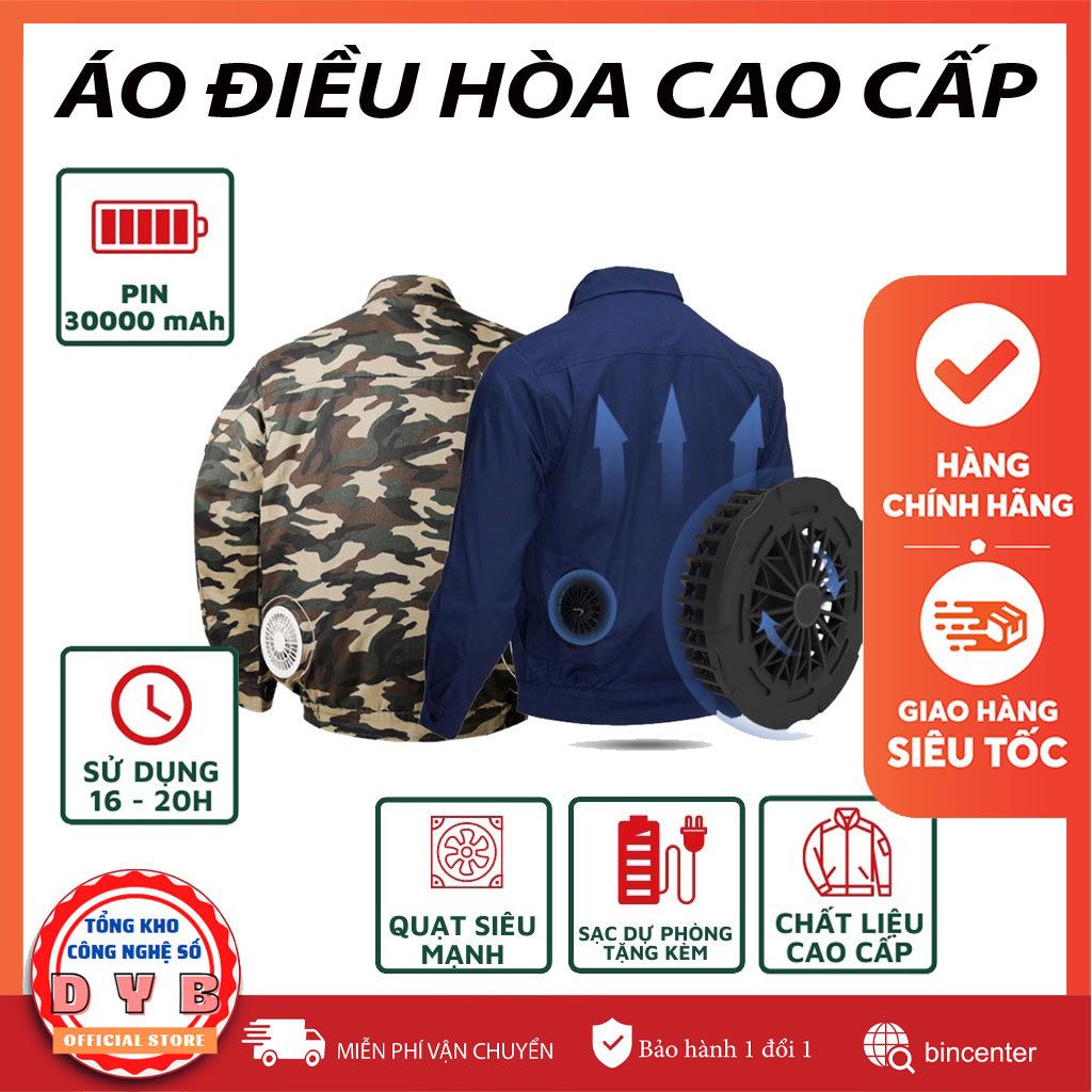 Áo quạt điều hòa Nhật Bản cao cấp Pin 30000mAh, Chống nắng chống tia UV - Áo điều hòa quạt gió BH 12 Tháng
