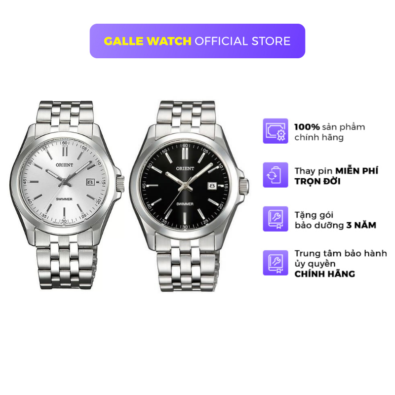 Đồng hồ nam Orient Watch SUND600 máy Quartz mặt kính cường lực chống nước 10 ATM dây thép đeo tay cao cấp chính hãng