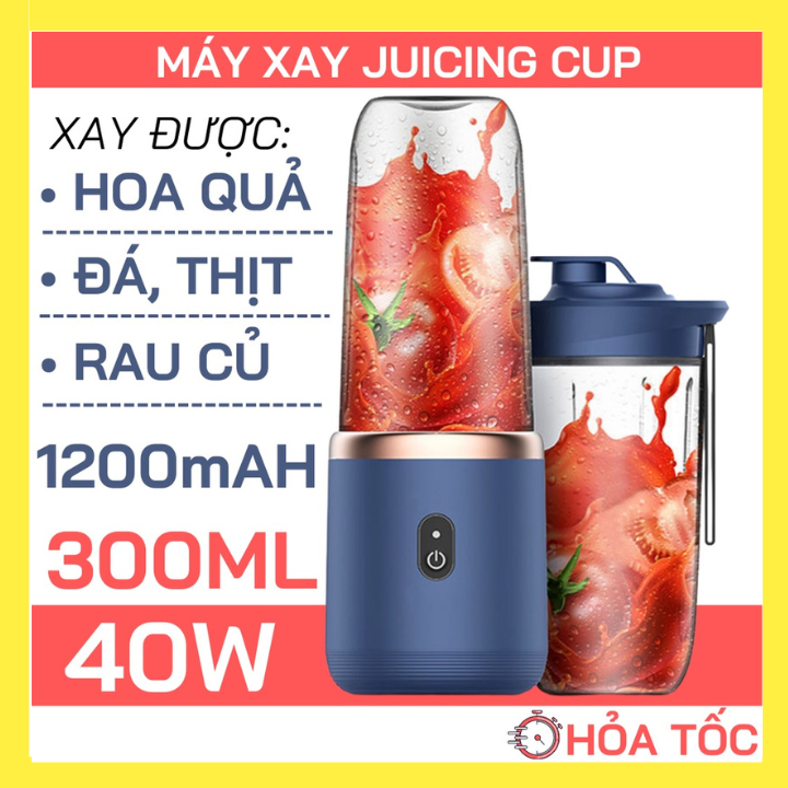 Máy Xay Sinh Tố Juicing Cup 300ML Cầm Tay 6 Lưỡi Sử Dụng Pin Sạc Cổng USB Siêu Tiện Lợi