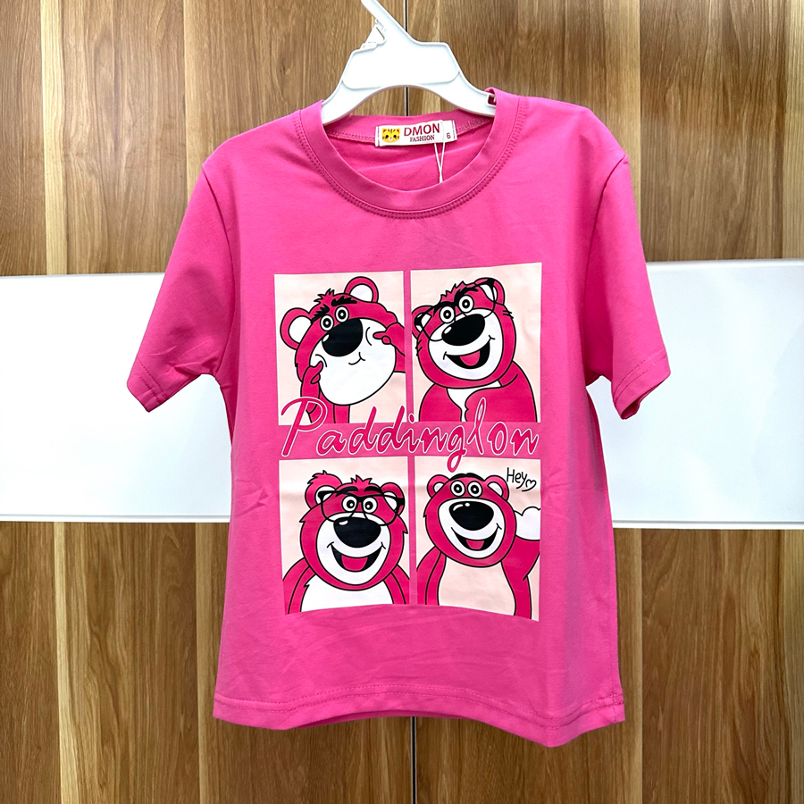 Áo thun bé gái, áo thun mẹ và bé hình gấu dâu  cực dễ thương cho bé từ 10 đến 70kg