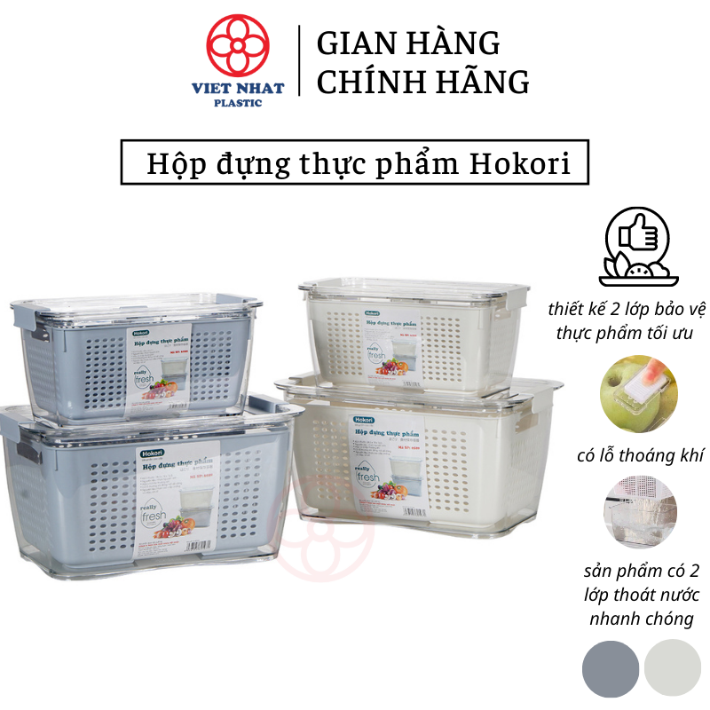 Bộ 2 hộp đựng thực phẩm HCN cao cấp Hokori Việt Nhật - Việt Nhật Plastic HN