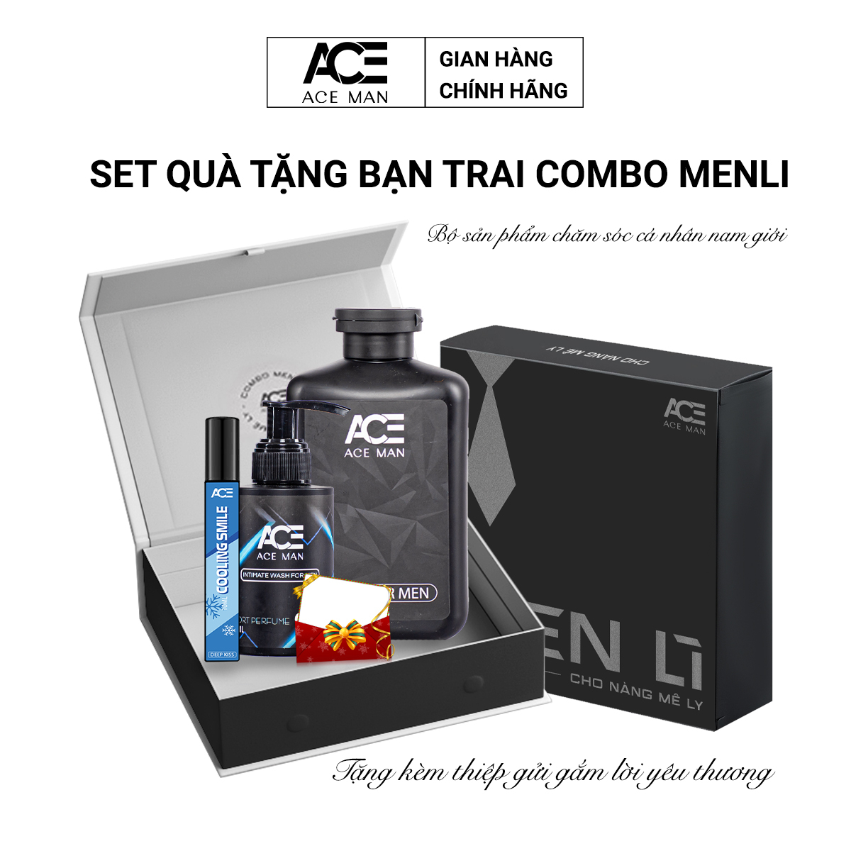 Set quà tặng nam giới, bạn trai ý nghĩa ACEMAN - Combo "MEN LÌ" 3 món chăm sóc cá nhân cho nam