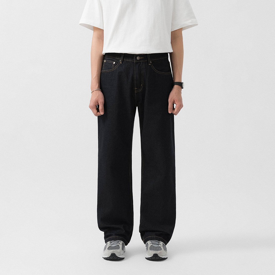 OWL BRAND® BASIC WIDE JEANS - Quần jeans nam dài ống rộng / Indigo - OWL150422