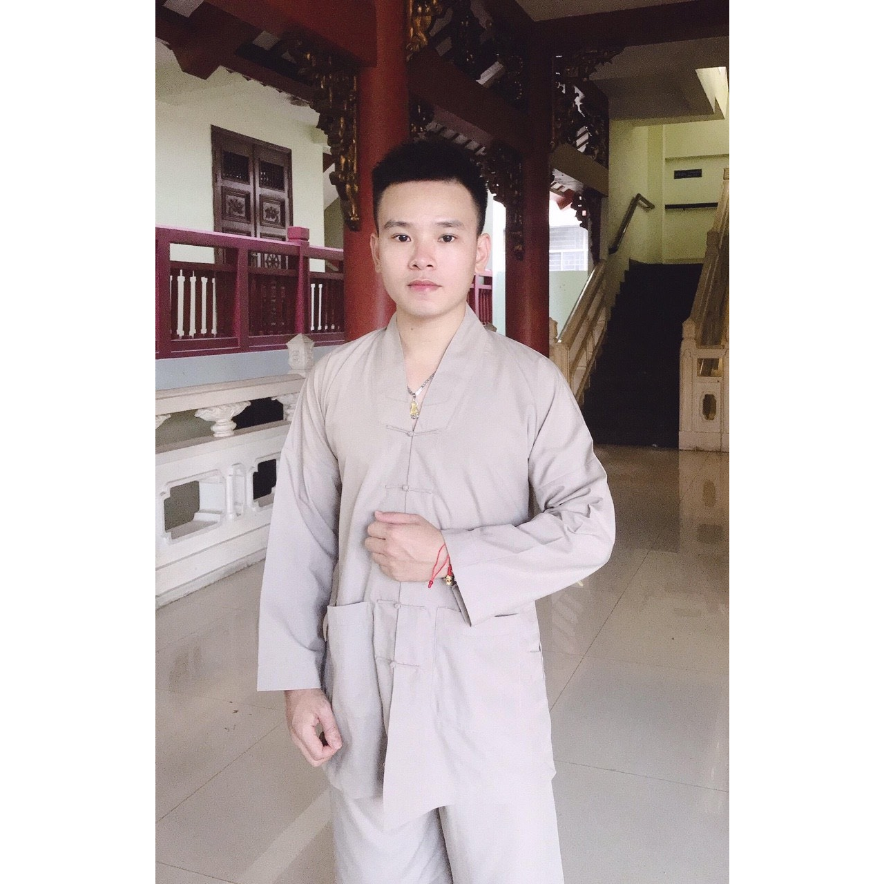 Đồ lam đi chùa Bộ La Hán Nam Nữ vải Kate mịn nhập, quần áo phật tử pháp phục phật giáo giản dị - Anle Store | BigBuy360 - bigbuy360.vn