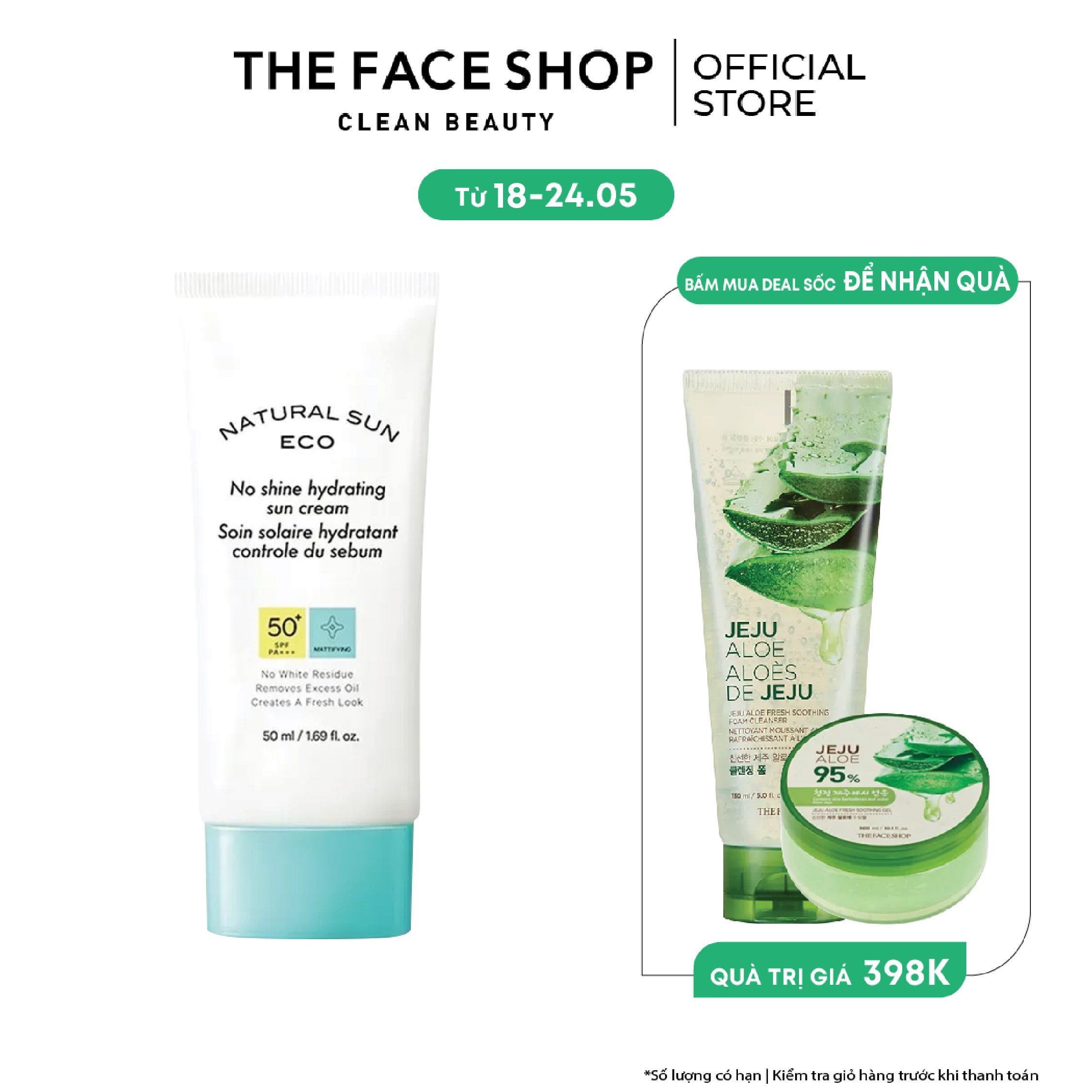 Kem Chống Nắng Kiểm Soát Nhờn The Faceshop Natural Sun Eco No Shine Hydrating Sun Cream Spf50 Pa+++ 50ml