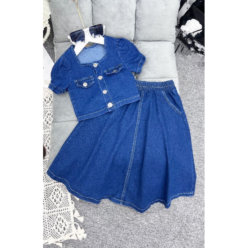 Set  jean sang chảnh bé gái