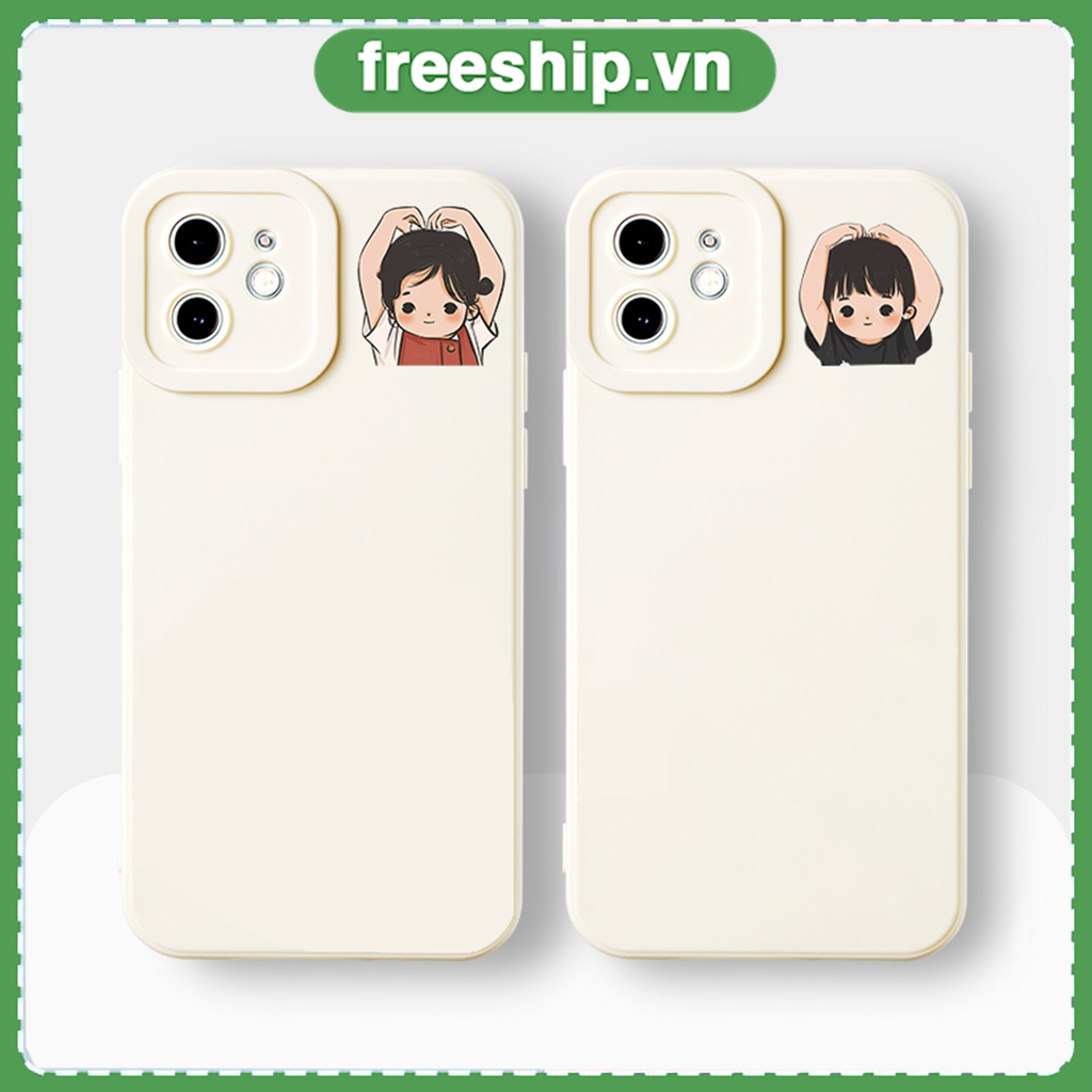 Ốp lưng Iphone cạnh vuông cặp đôi baby thả tim cute ip 6/7/8Plus X XS xr xsmax 11/12/13/14pro promax sv65