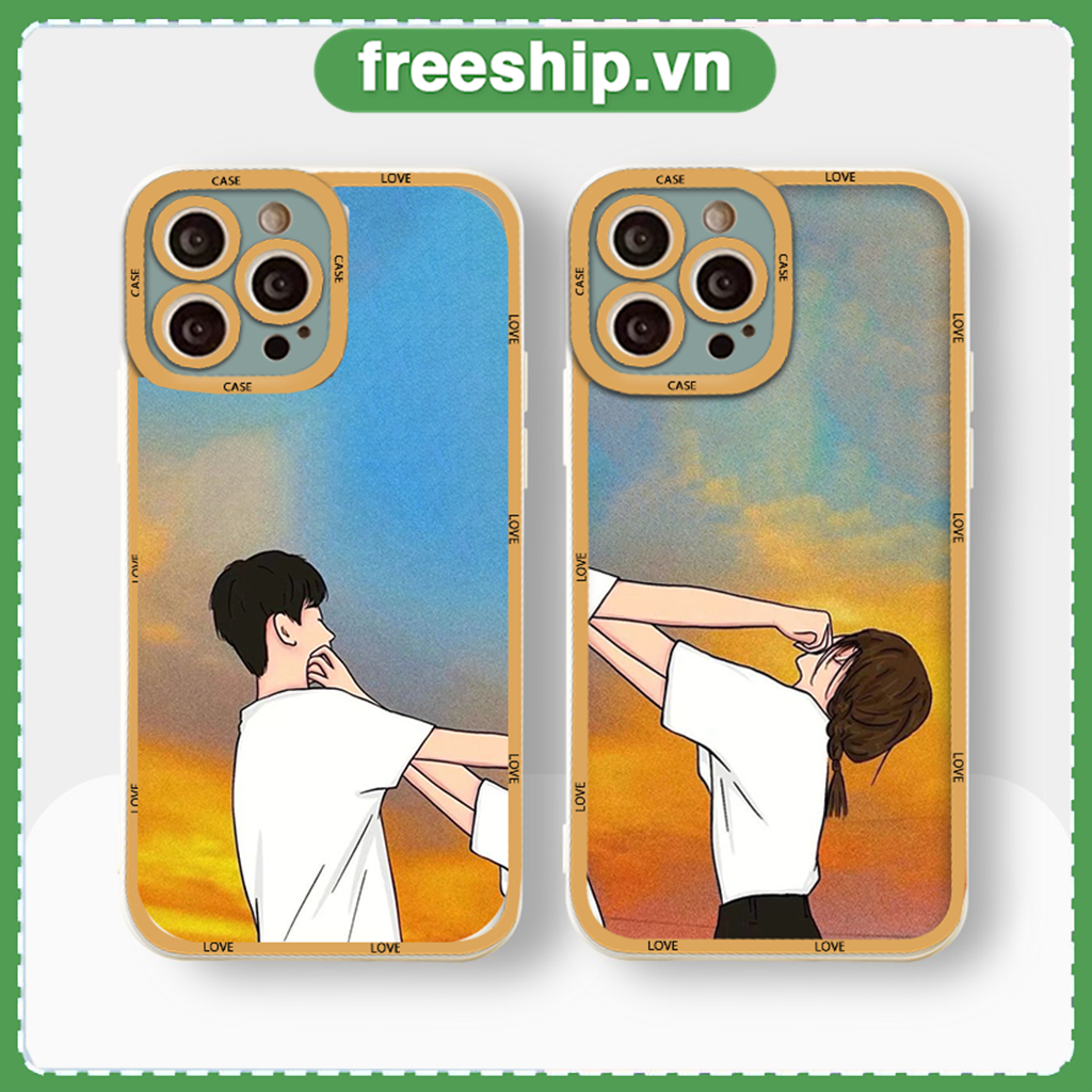 Ốp lưng Iphone cạnh vuông cặp đôi chành chọe dễ thương 6/7/8Plus X XS xr xsmax 11/12/13/14pro promax sv67