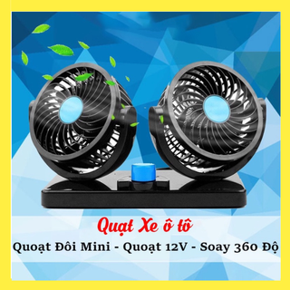 Quạt đôi ô tô - quạt máy đôi mini xoay 360 tiện ích trên ô tô