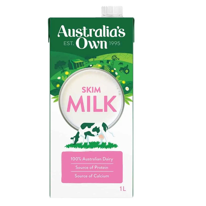 Thùng 12 Hộp Sữa Tươi Tách Béo  Australia's Own Skim dành cho người ăn kiêng - Date 11/2023