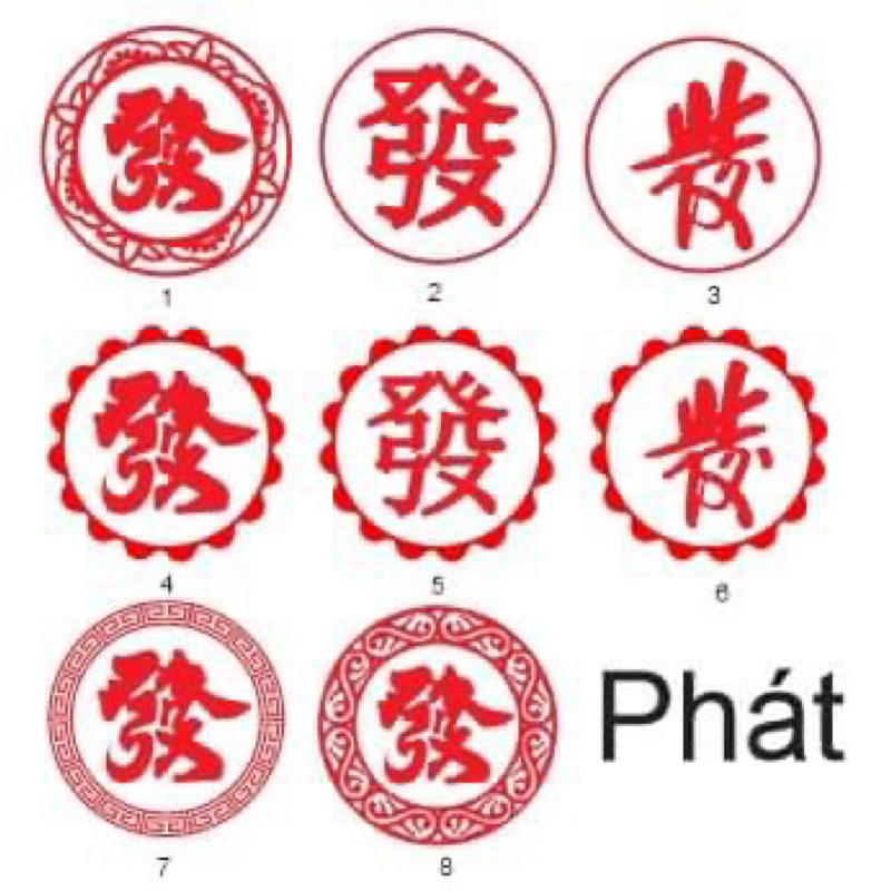 Mộc Bánh Bao Bánh Pía chữ Phát 3cm -> 11cm (nhiều mẫu - đủ size)
