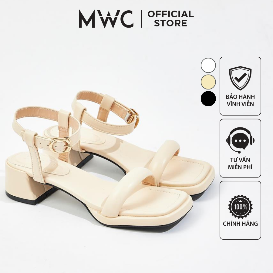 Giày cao gót MWC 4404 - Sandal Cao Gót Quai Ngang Bản Tròn Cách Điệu Gót Vuông Thời Trang Hottrend