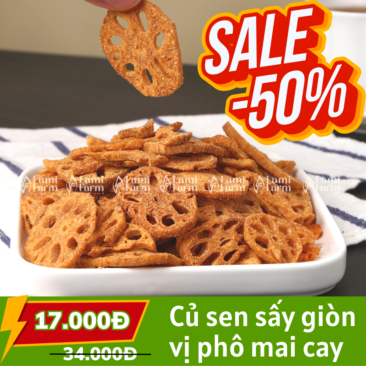 Củ Sen Sấy Vị Phô Mai Cay- Đảm Bảo Chất Lượng